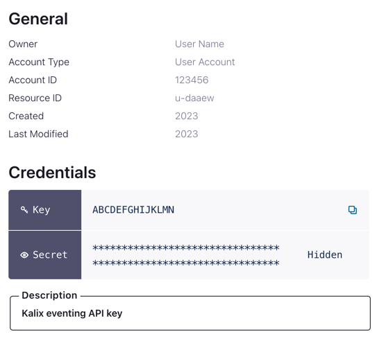 API key details